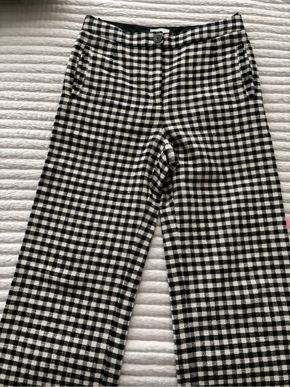 Sezane Martin Crop Trousers Black/ Ecru Gingham - Size 6 - Picture 4 of 9